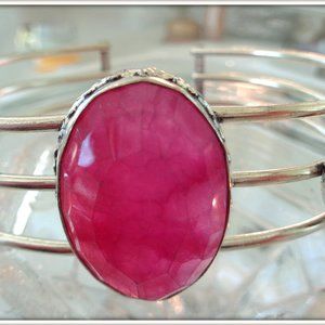 handcrafted unique ladies natural red ruby cuff bracelet